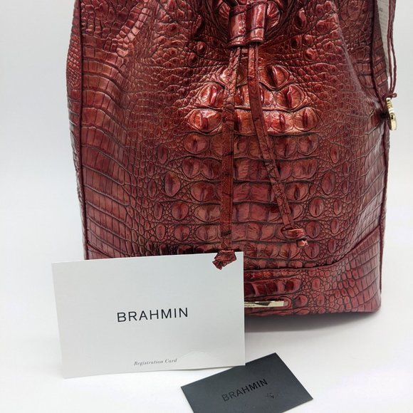 BRAHMIN Marlowe Melbourne croc embossed leather women's shoulder bag - CHILI - Picture 6 of 12
